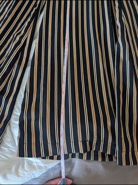 Gianni Bini Black Wide Leg Pants with Tan and White Vertical Stripes